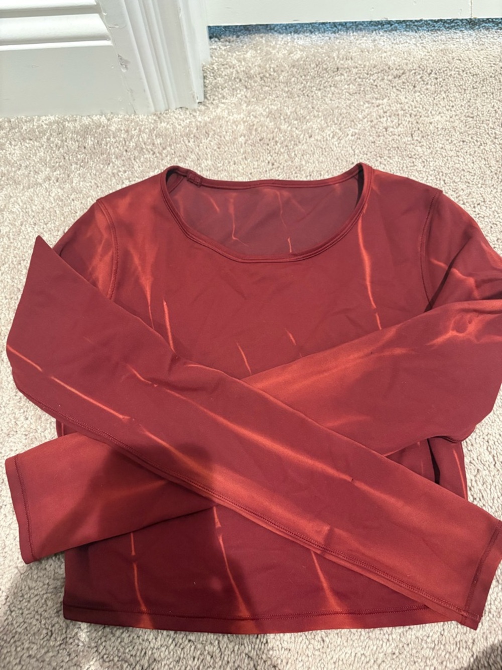 lululemon athletica Long Sleeve Scoop Crop Top - Rust Red